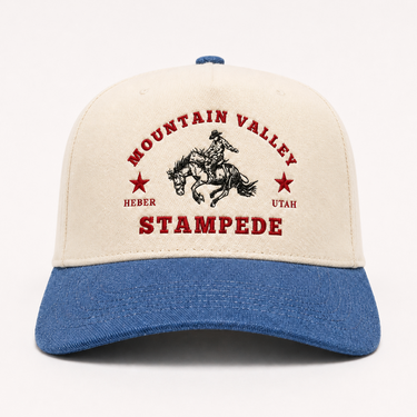 Mountain valley stampede denim and ivory trucker hat - 100% cotton