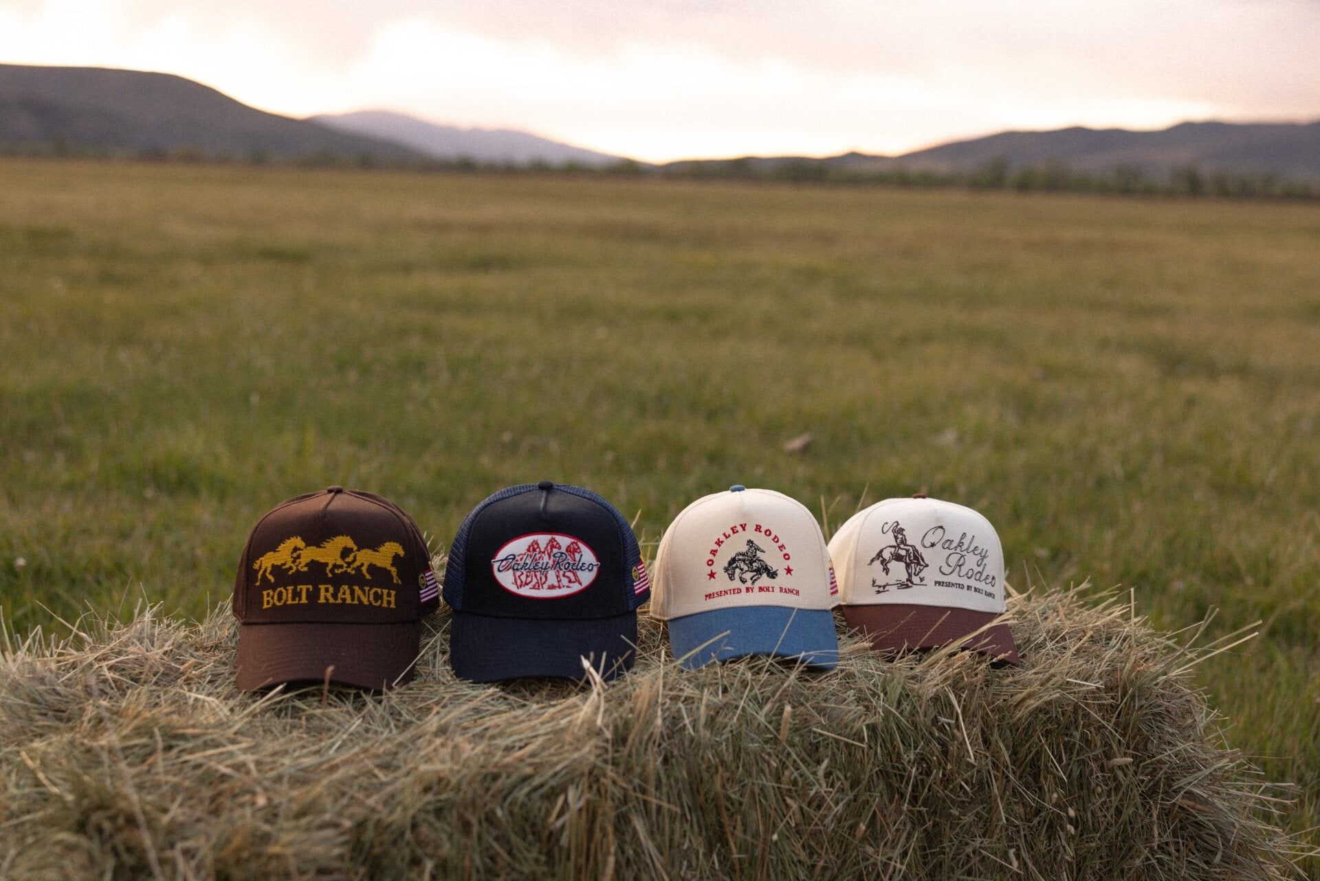 Loud Face Supply hats displayed together outdoors
